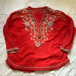 Johnny Was embroidered gauze top